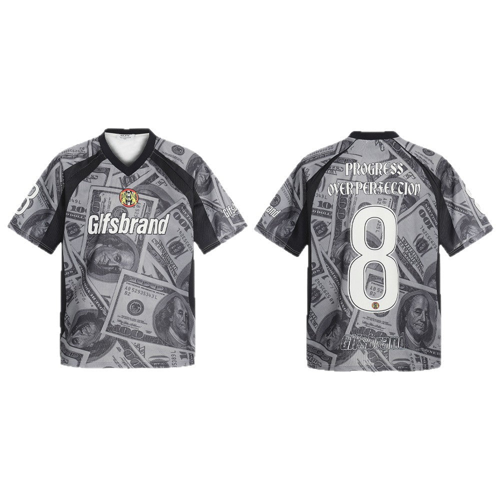 Sporty Graphic Print V-Neck Short Sleeve T-Shirt WN26450