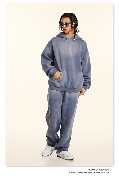 Oversize Fleece Lining Washed Pullover Hoodie WN9924