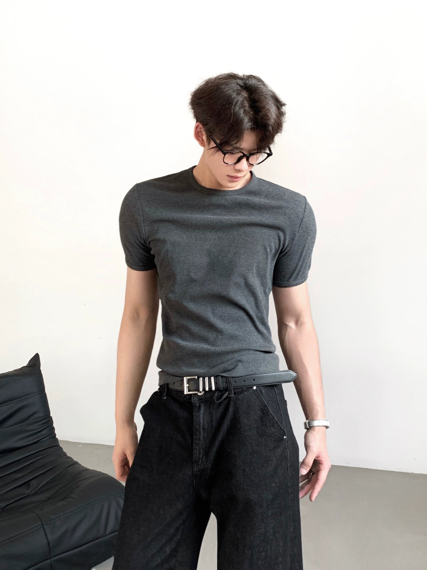 Plain Short Sleeve Knit T-shirt WN20090