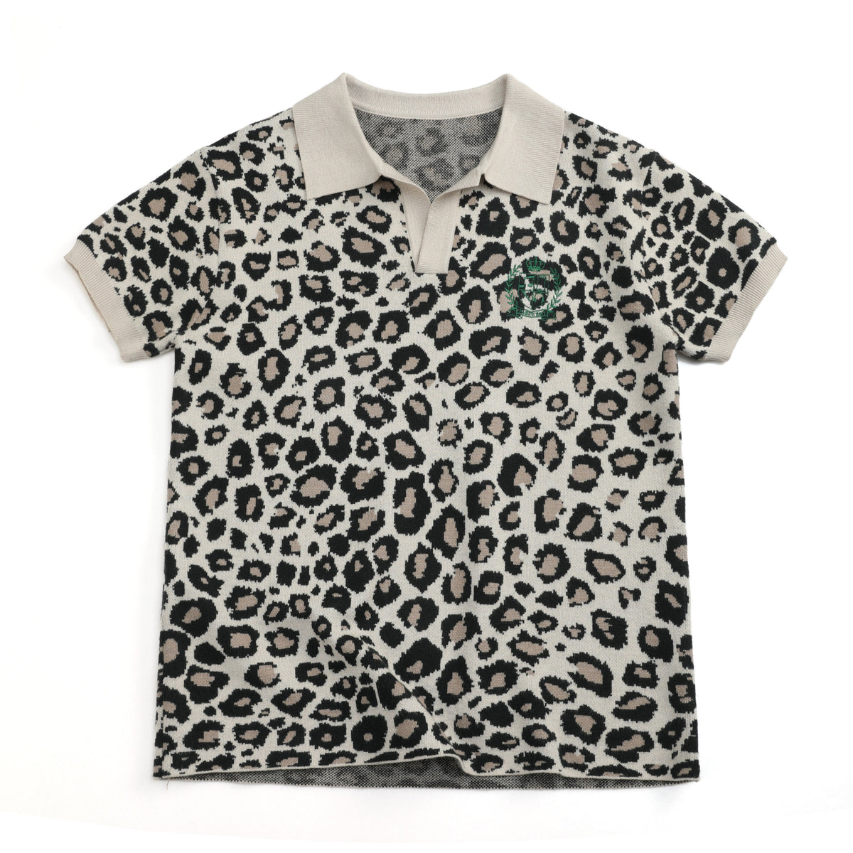 Leopard Logo Print Short Sleeve Polo Shirt WN27250