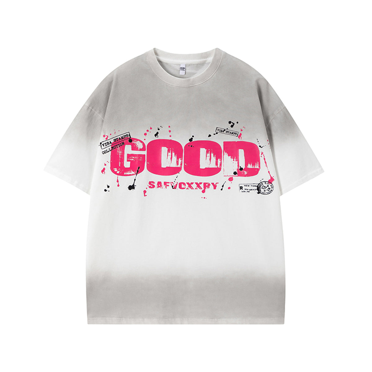 Gradient Paint Letter Short Sleeve T-Shirt WN26957