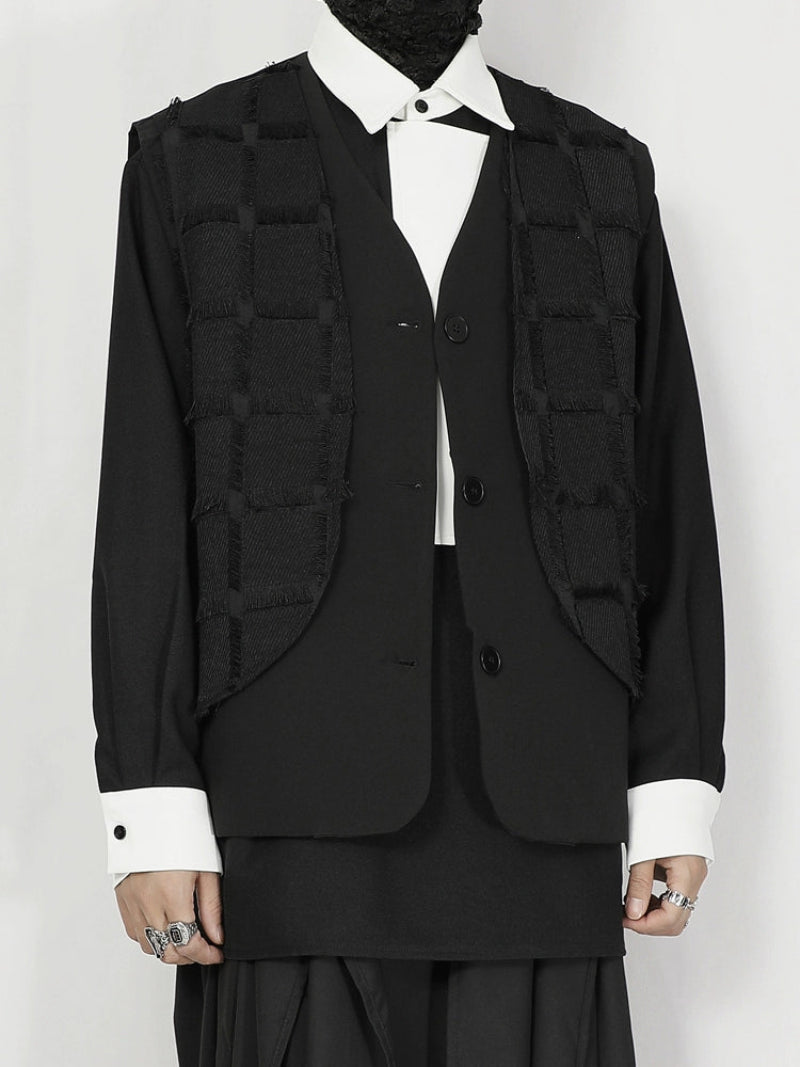 Fake Layered Design Vest Jacket WN20173