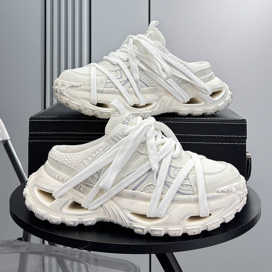 Mesh Rope Lace Chunky Sole Slip-On Shoes WN24685