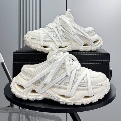 Mesh Rope Lace Chunky Sole Slip-On Shoes WN24685