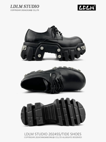 Thick Sole PU Leather Derby Shoes WN21249