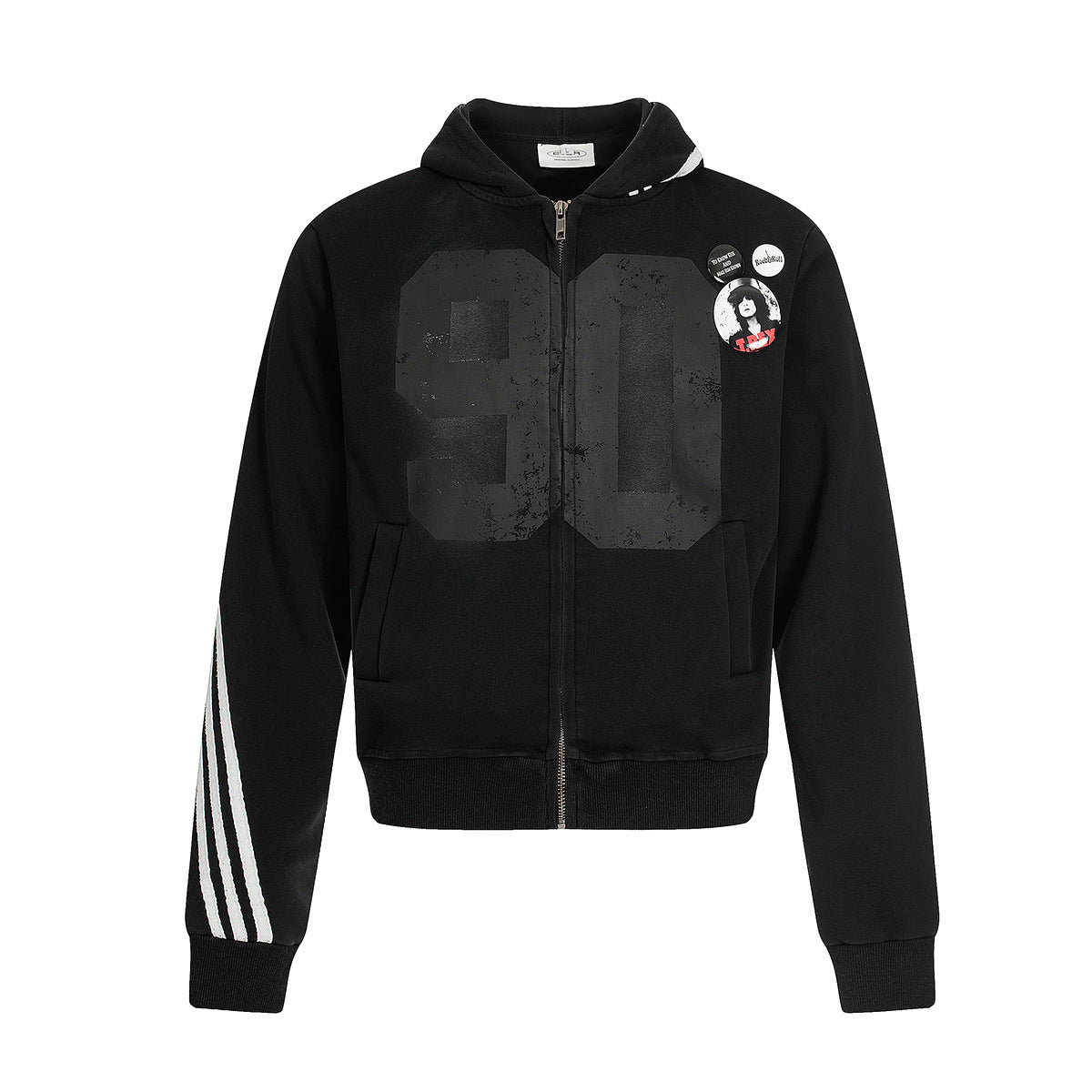 Three Stripes Short Sporty Zipper Hoodie WN21916