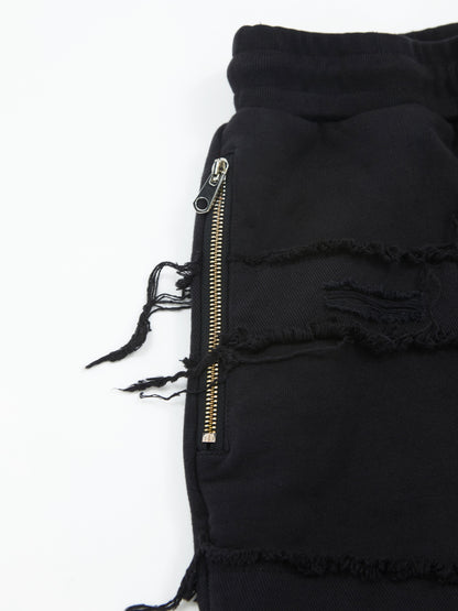 Denim Fringe Design Sweatpants WN20972