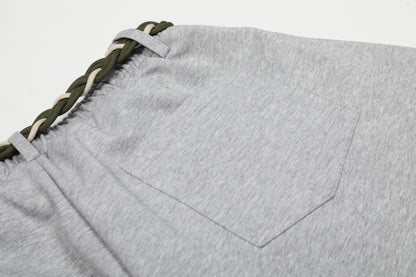 Rope Drawstring Curved Wide Leg Sweatpants WN25708