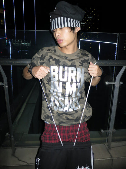 Camouflage Glitter Foil Print Short Sleeve T-Shirt WN27350