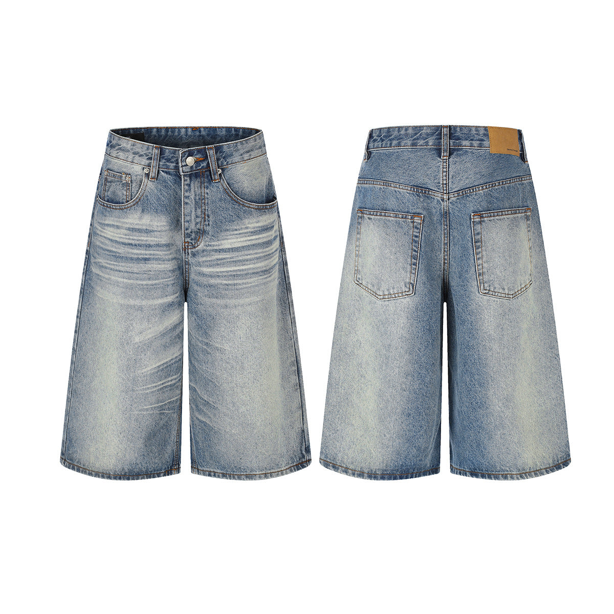 Washed Whisker Denim Half Jeans WN25790