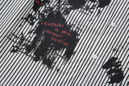 Fake Layered Stripe Graphic Print Long Sleeve Shirt WN25674