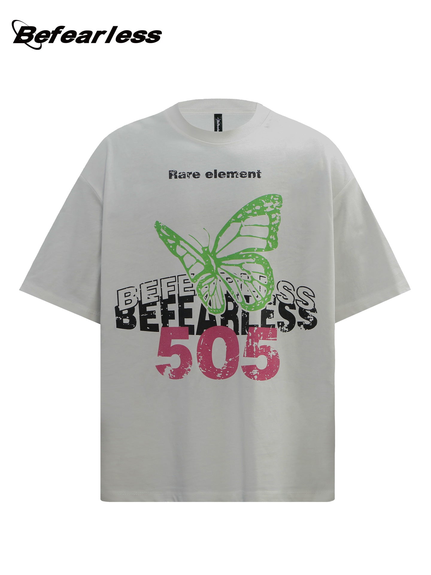 Washed Butterfly Graphic Letter Print Short Sleeve T-Shirt WN26273