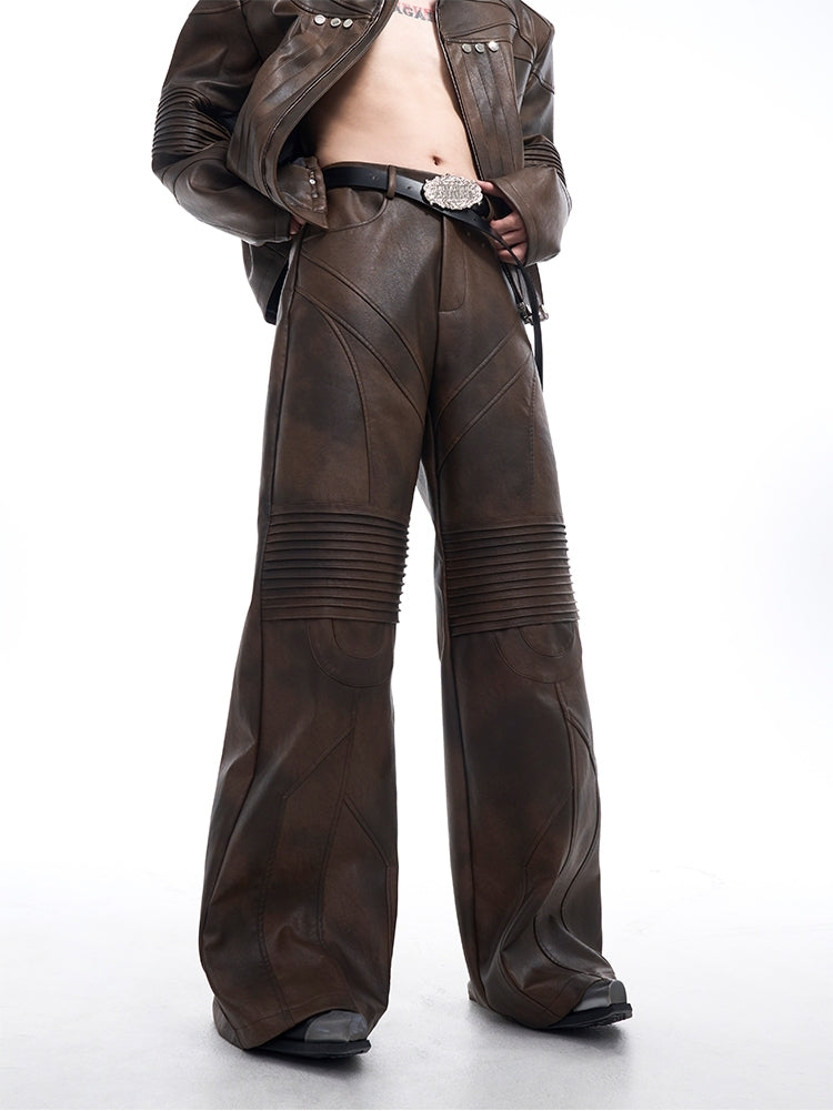 Liquid PU Leather Jacket & Micro Flare PU Leather Pants Setup WN10182