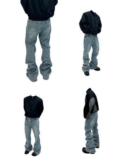 Frayed Washed Flare Denim Jeans WN16936