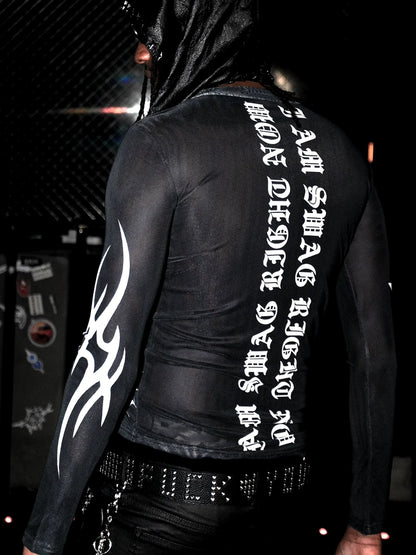 Double Layer Mesh Long Sleeve T-Shirt WN20963