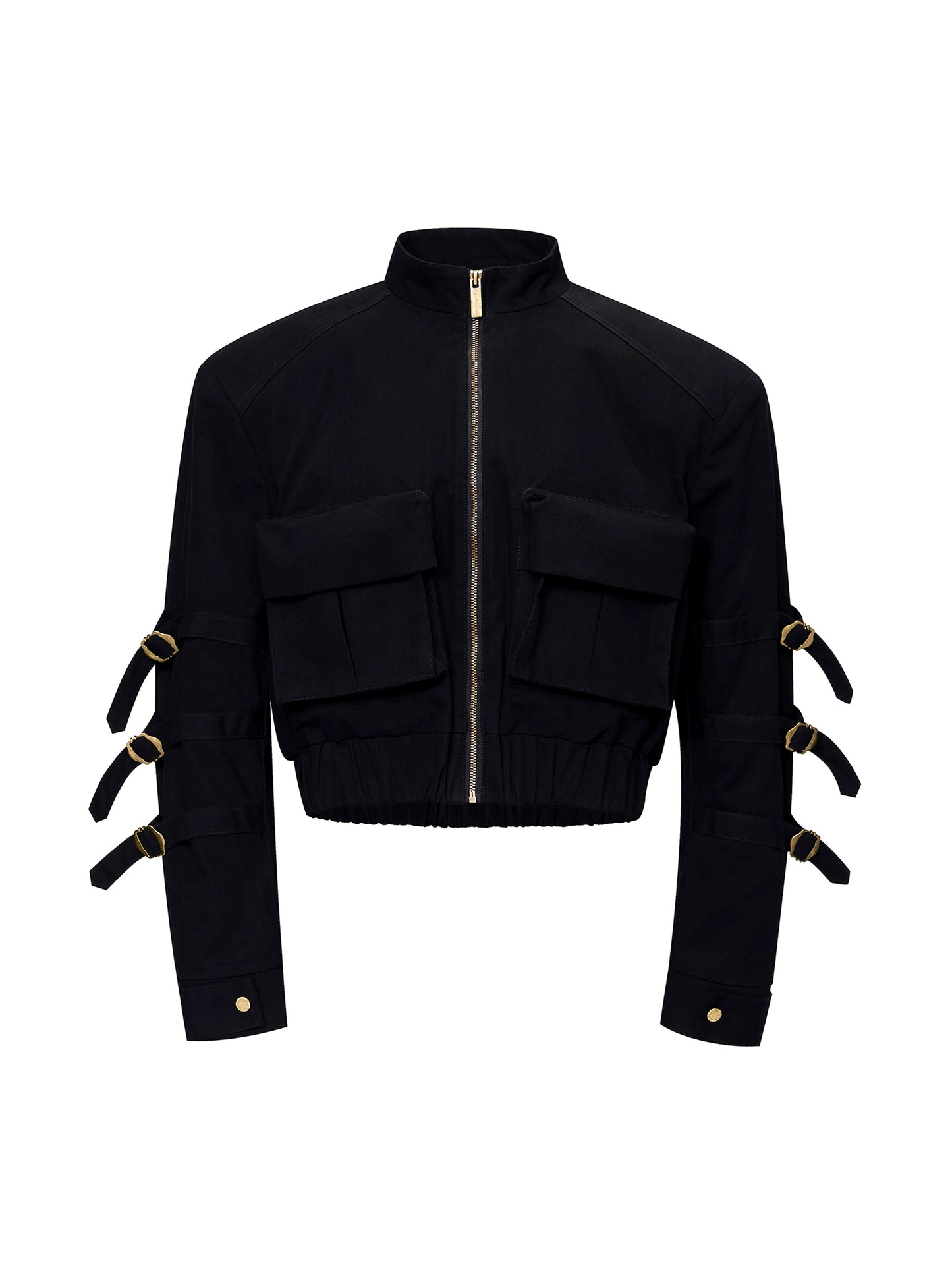 Stand Neck Strap Multi-Pocket Zipper Jacket WN21810