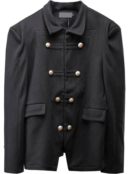 Tweed Metal Button Shoulder-Pad Short Jacket WN22570