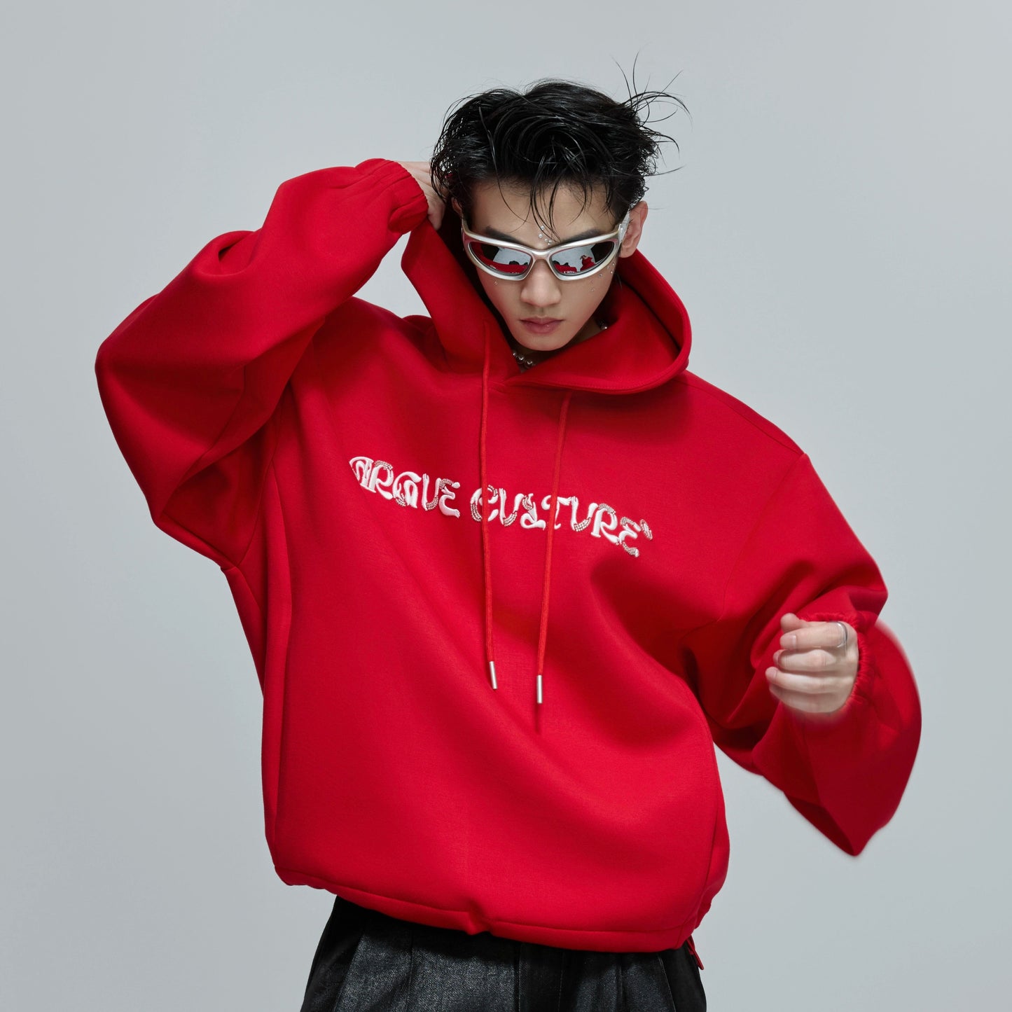 Beaded Embroidery Oversize Hoodie WN21696