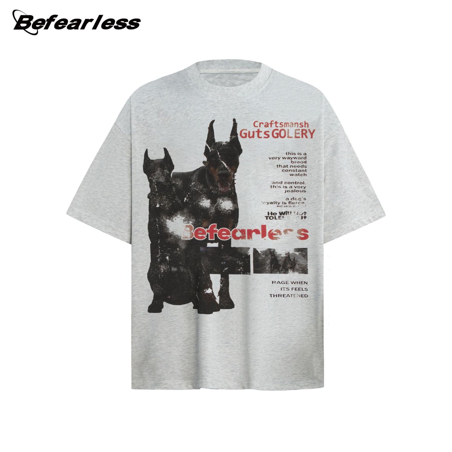 Washed Doberman Print Oversize Short Sleeve T-Shirt WN26312