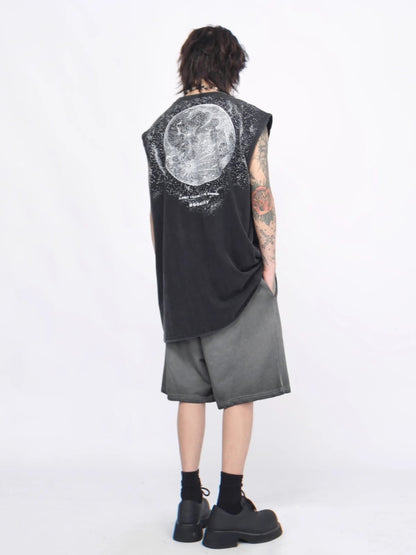 Back Graffiti Print Sleeveless T-shirt WN6559