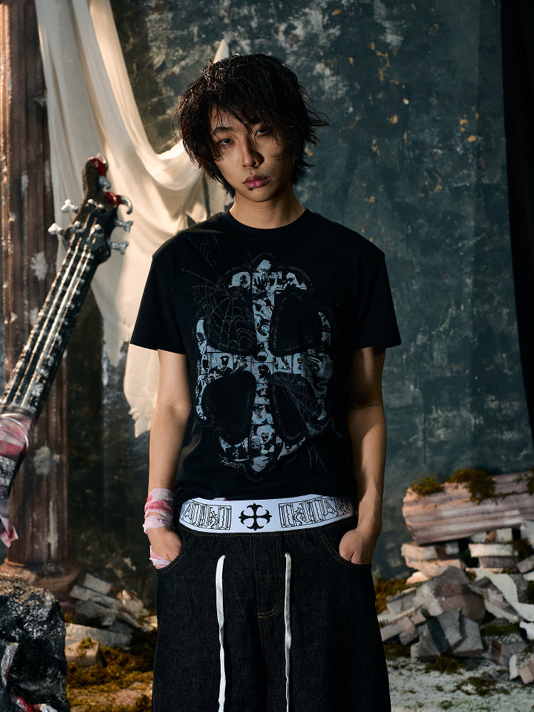 Cross Portrait Design Short Sleeve T-Shirt WN15865