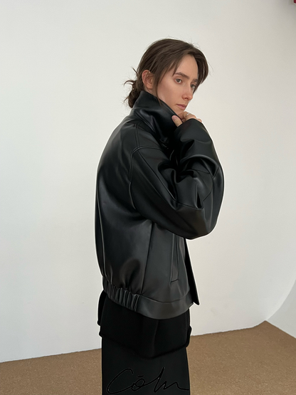 Short PU Leather Zipper jacket WN21514