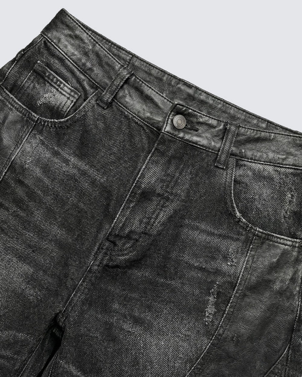 Washed Patchwork Curved Faded Denim Jeans WN27895