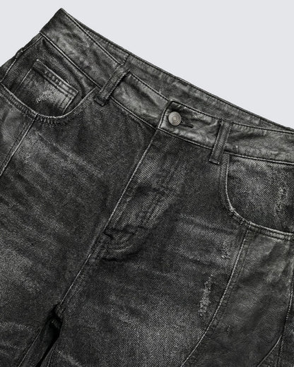 Washed Patchwork Curved Faded Denim Jeans WN27895