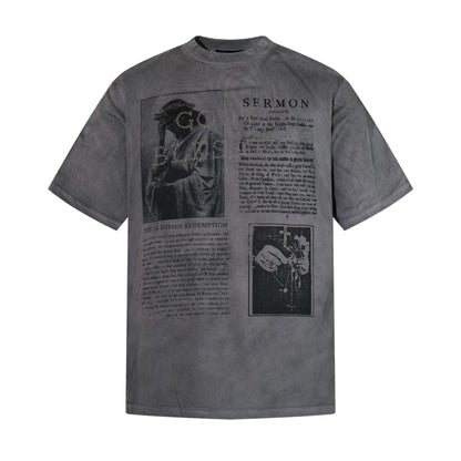 Portrait Letter Print Short Sleeve T-Shirt WN25545