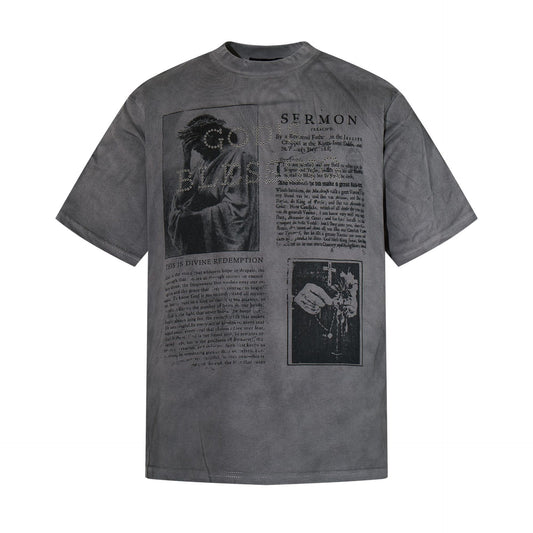 Portrait Letter Print Short Sleeve T-Shirt WN25545