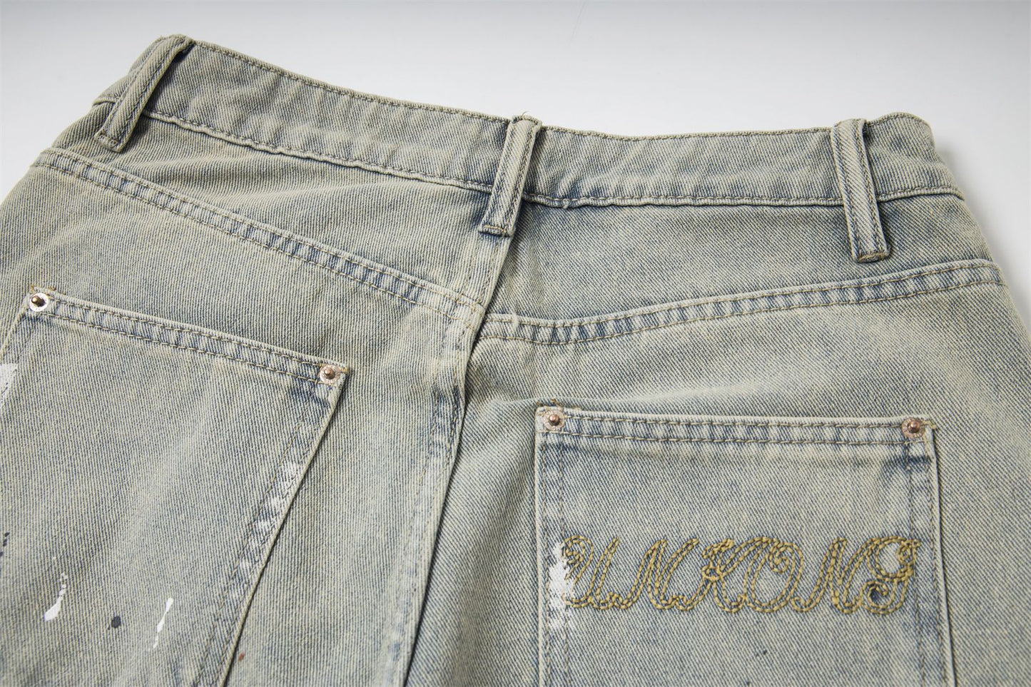 Sticker Paint Cargo Half Denim Jeans WN26747