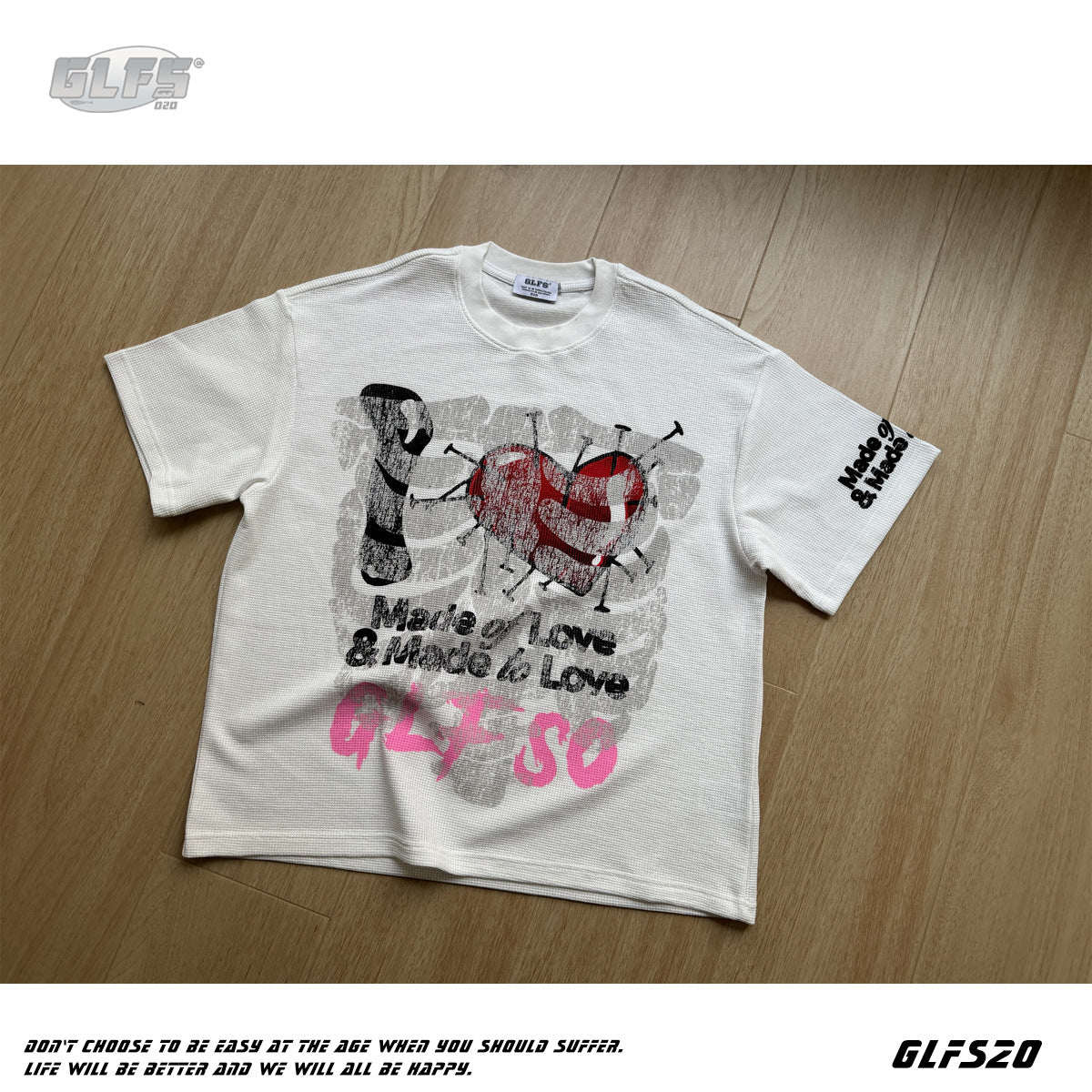 Skeleton Heart Graphic Short Sleeve T-Shirt WN26492