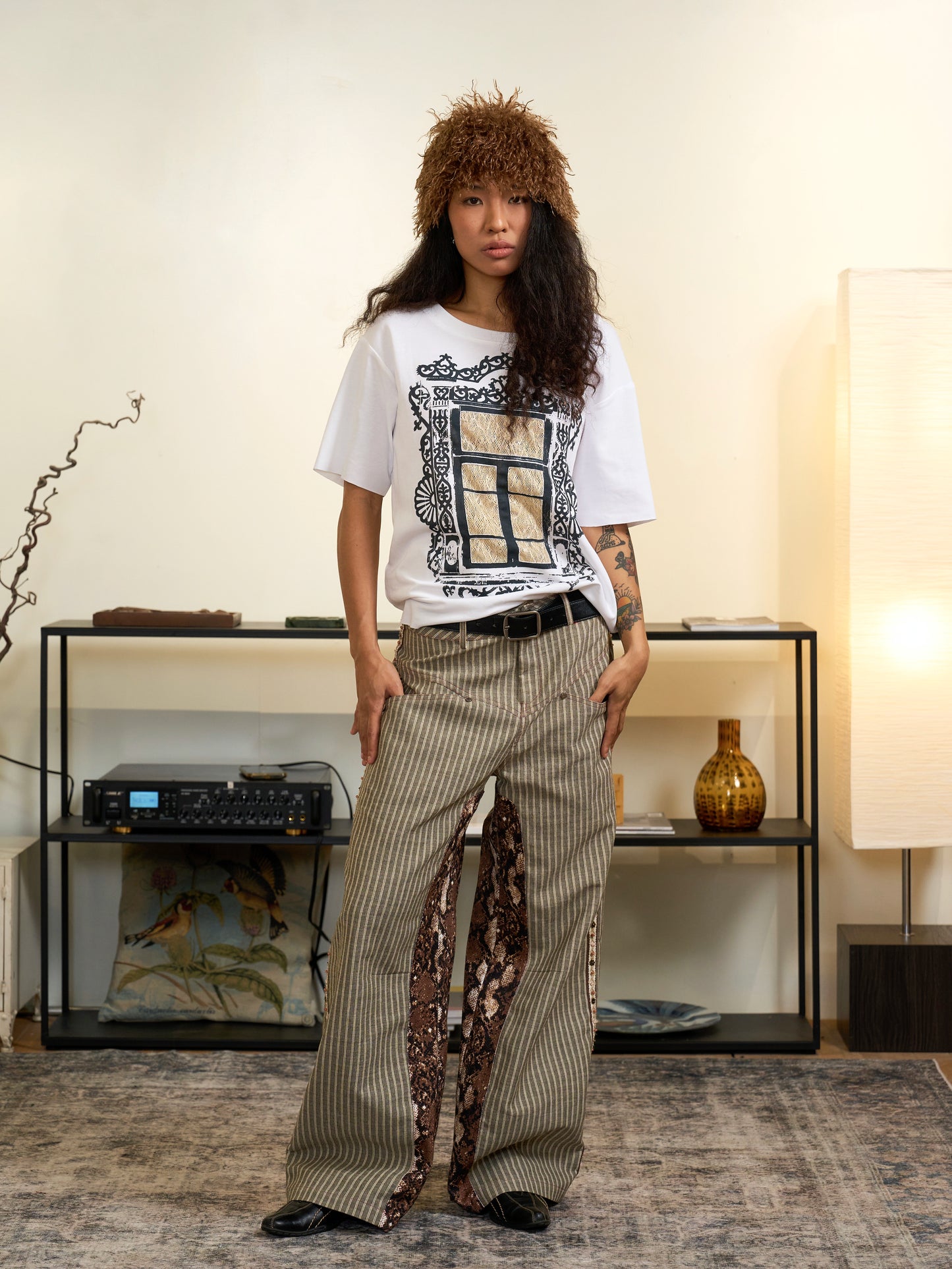 Patchwork Hollow Cutout Window Design Short Sleeve T-Shirt WN18980