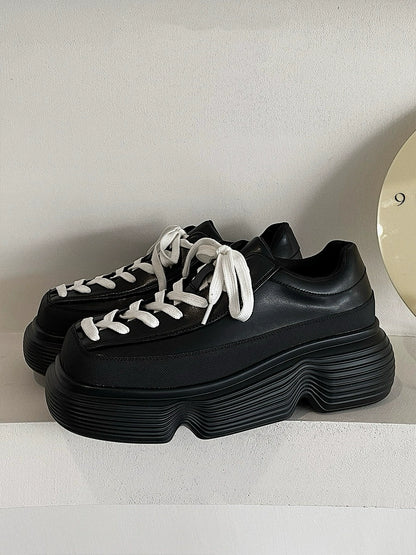 Square Toe Chunky Sole Leather Derby Shoes WN20773