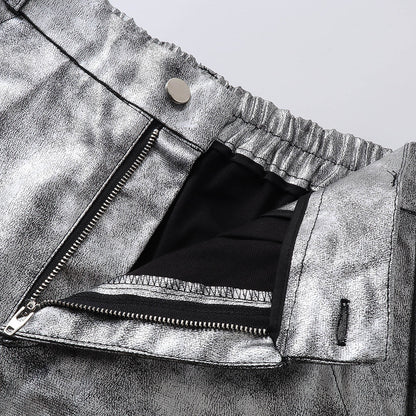 Metallic Multi-Pocket Wide Leg Cargo Pants WN27924