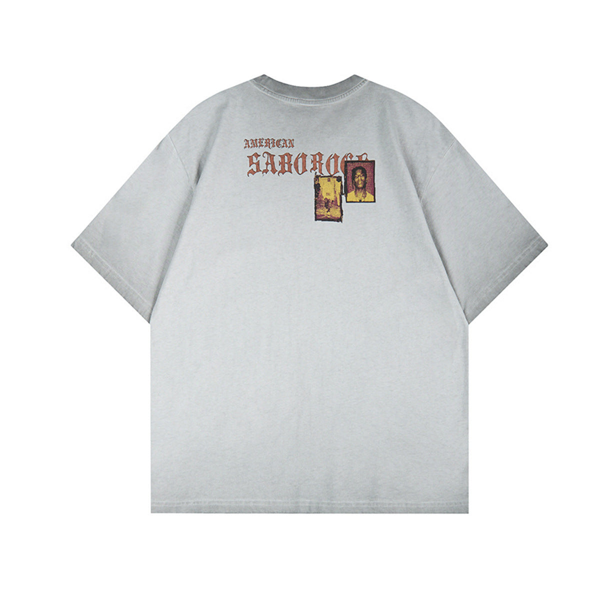 Washed Portrait Print Short Sleeve T-Shirt WN25785