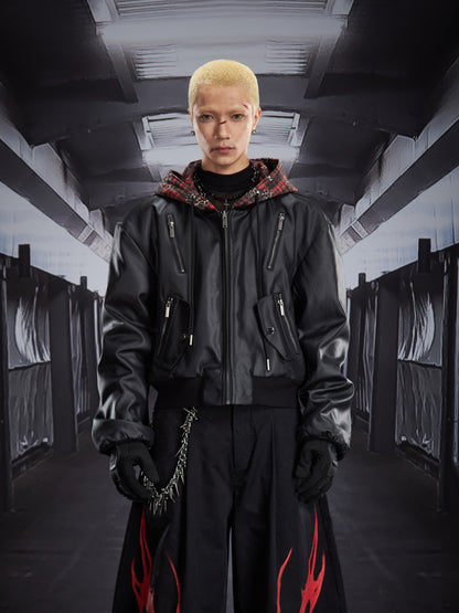 Reversible Hooded Zipper Short Jacket WN22798