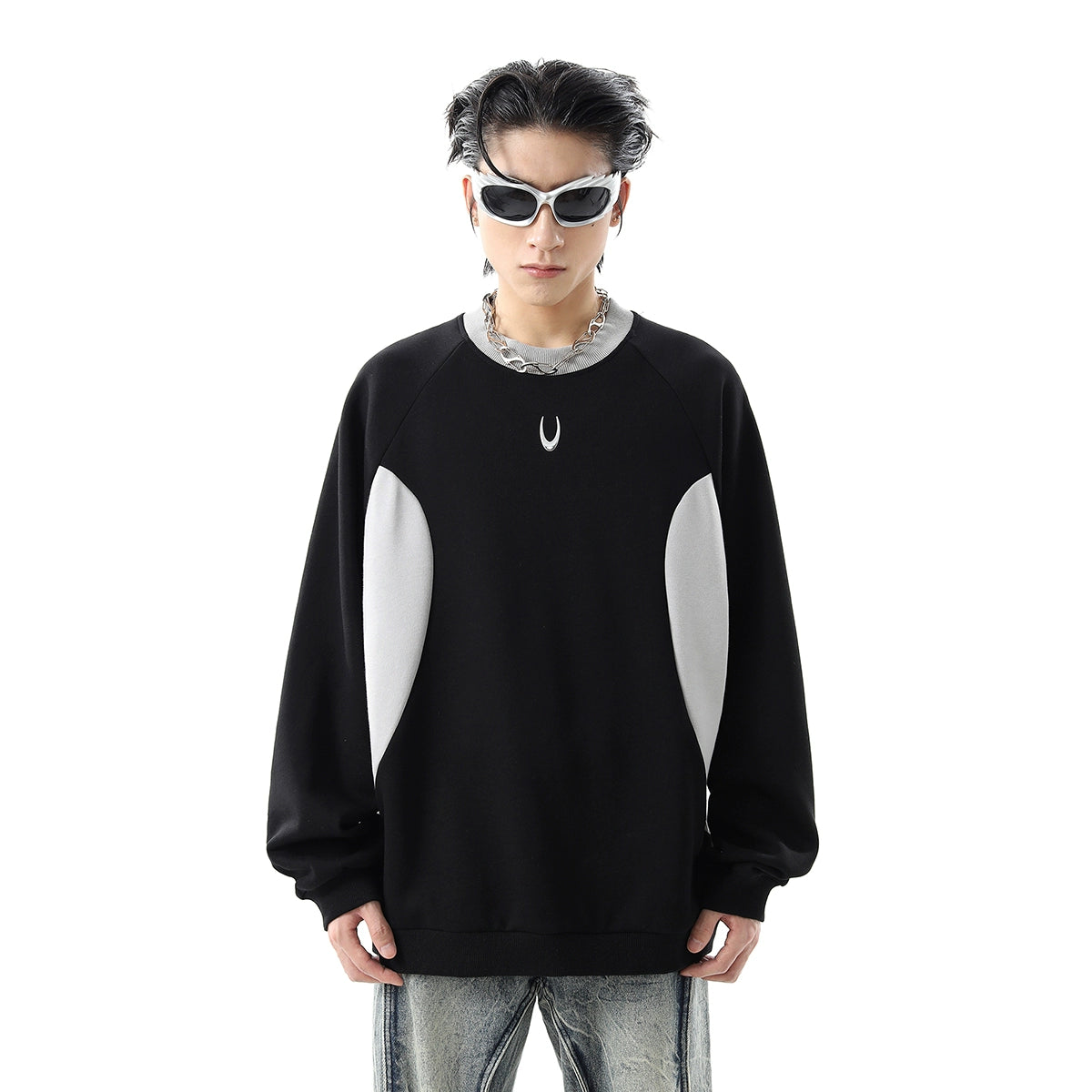 Colorblock Round Neck Oversize Pullover Sweatshirt WN10259