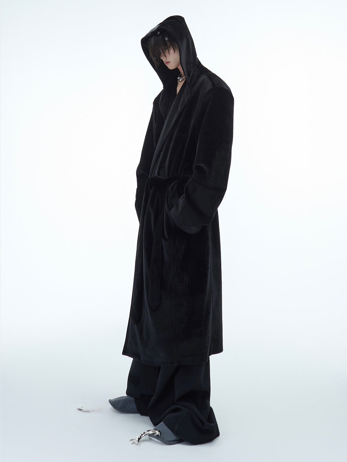 Long Silky Hooded Coat WN10879