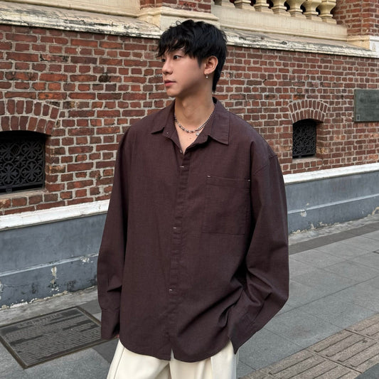 Draped Pocket Long Sleeve Shirt WN25174