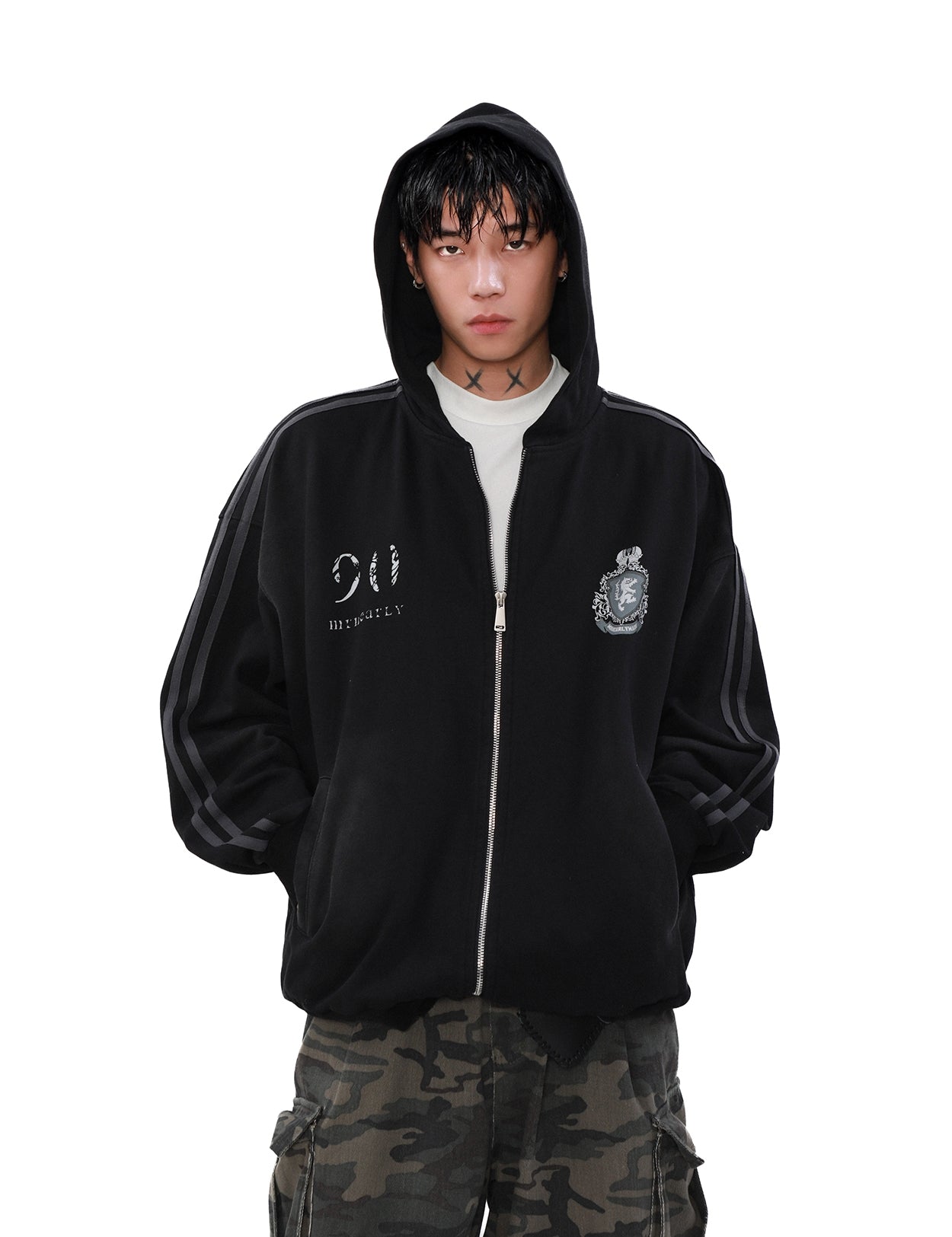 Emblem Print Zipper Hoodie WN8317