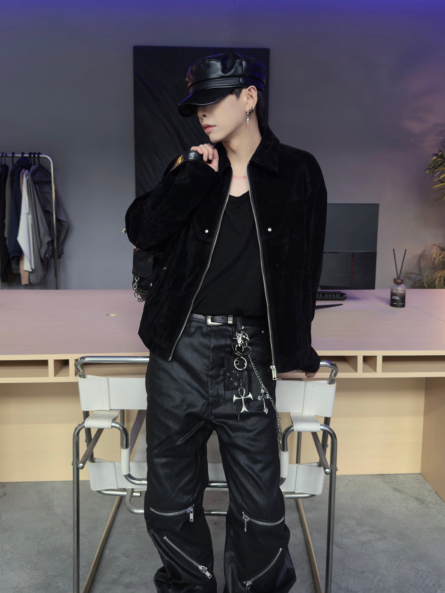 Suede Zipper Short Jacket WN22948