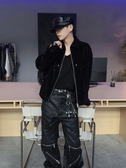 Suede Zipper Short Jacket WN22948