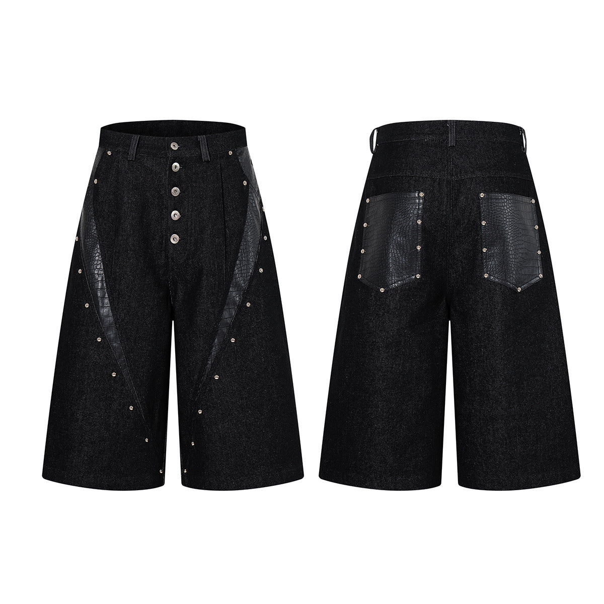 Python Pattern Rivet Denim Half Pants WN25746