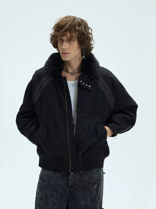WHISTLEHUNTER fur zip parker BLACK 袖ファー耳付きジップ WHISTLEHUNTER fur zip parker BLACK 袖ファー耳付きジップ