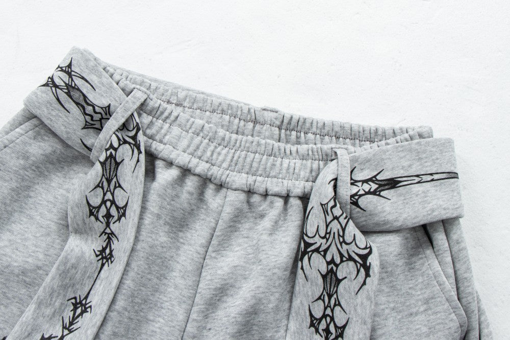 Art Graphic Strap Wide Leg Sweatpants WN27793