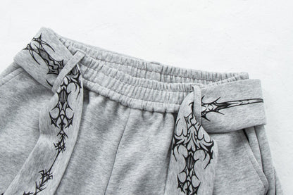 Art Graphic Strap Wide Leg Sweatpants WN27793