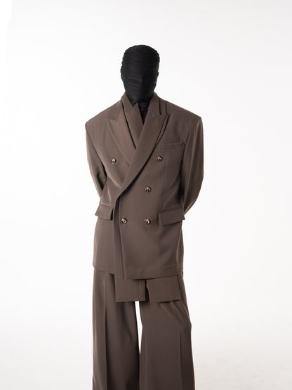 Double-Breasted Tailored Jacket & Wide Leg Trousers Setup WN23619