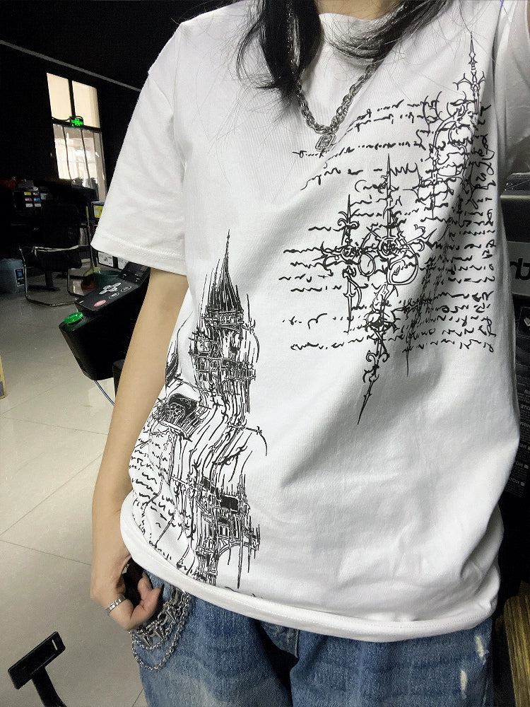 Graphic Design Oversize Short Sleeve T-Shirt WN16736