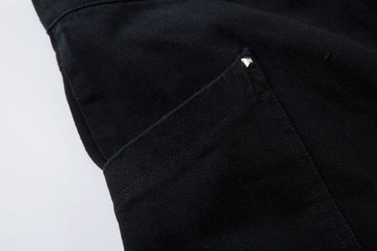 Studs Accent Design Wide Leg Denim Jeans WN18571